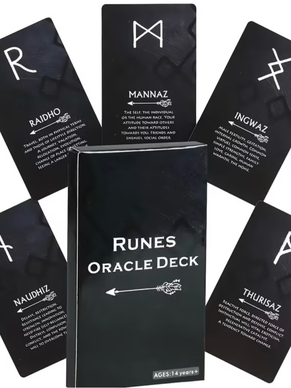 ⭐️ Runes Oracle Deck - Black Rune Divination Cards